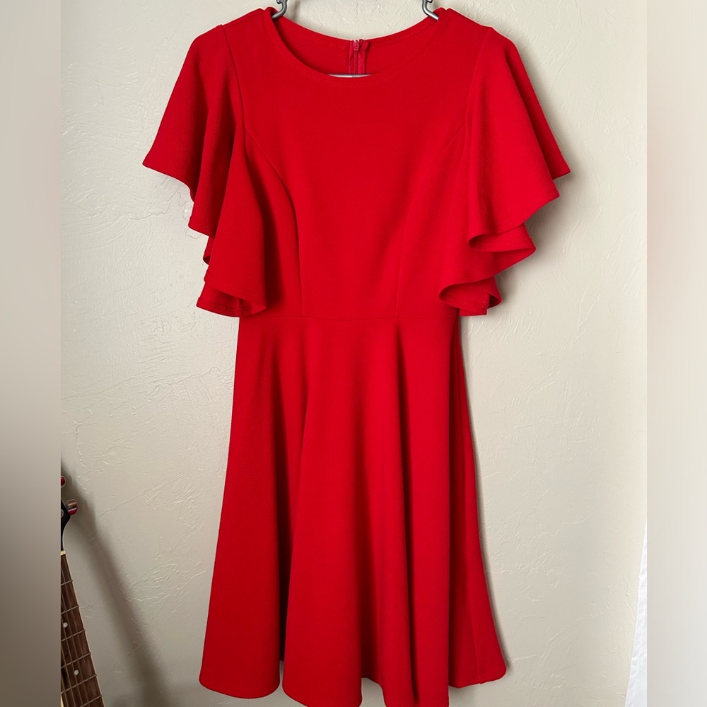 Bright red dress